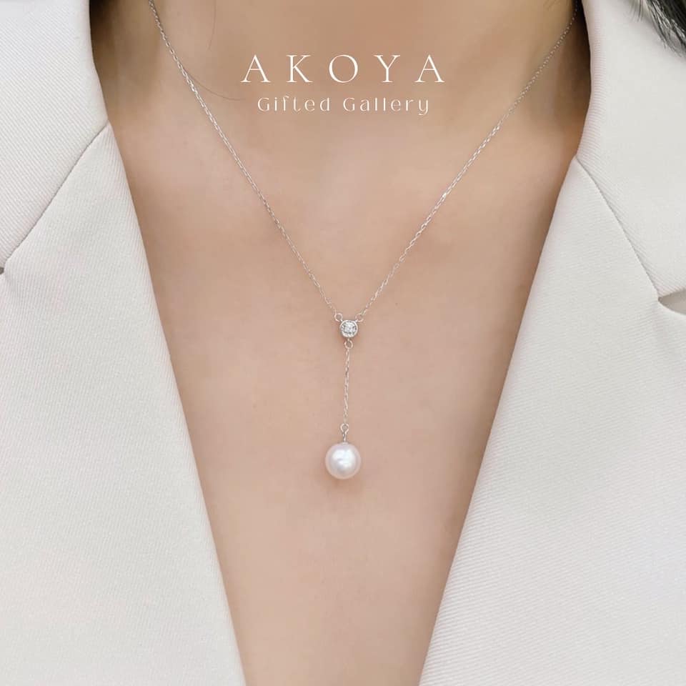 Akoya Diamond Y necklace by Gifted Gallery