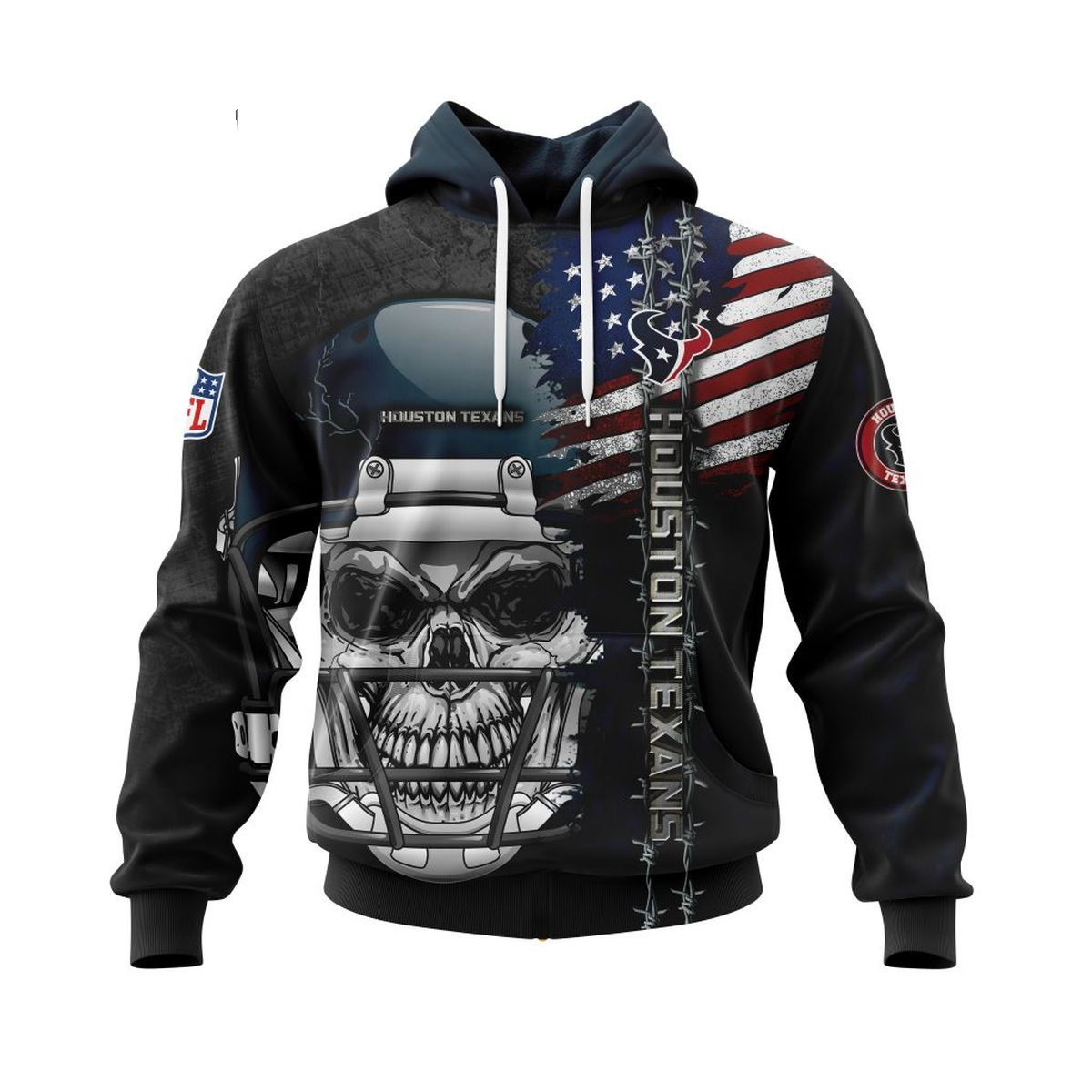 HOUSTON TEXANS 3D HOODIE SKULL0803