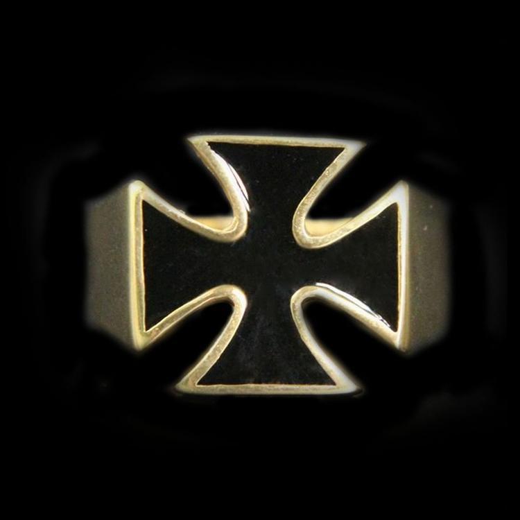 Gold Iron Cross With Black Enamel