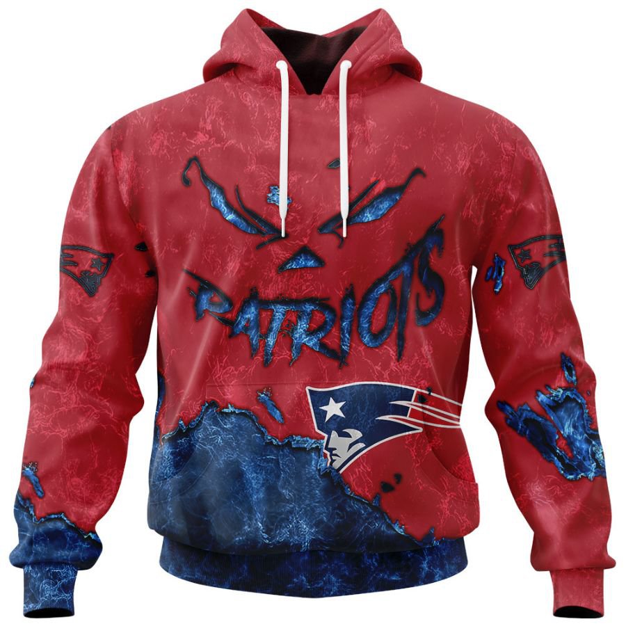 NEW ENGLAND PATRIOTS 3D HOODIE HALLOWEEN001