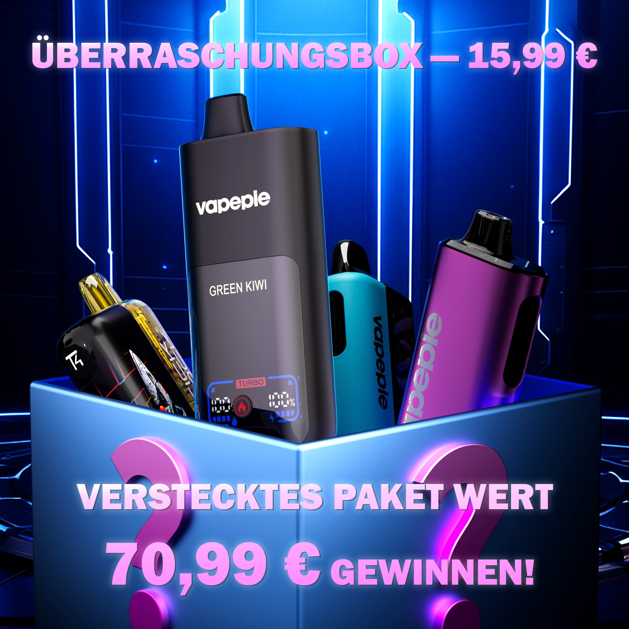 Vapepie Überraschungsbox | Bis zu 70.000 Puffs, Wert bis zu 70.99€