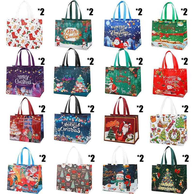 16PCS Christmas Gift Bags With Assorted Patterns