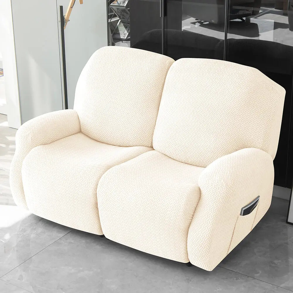 Textured Grid Loveseat Recliner Cover Double Recliner Couch Cover