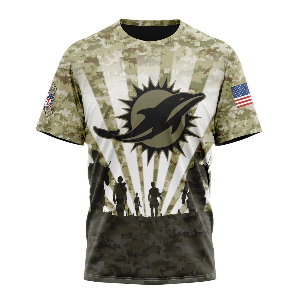 MIAMI DOLPHINS 3D HOODIE HONOR VETERANS
