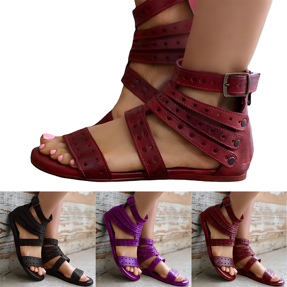 Castillotigo™ Nuevas sandalias planas con cremallera en la espalda para mujer