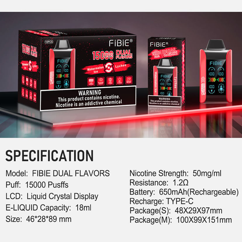 🔥FIBIE 15000 PUFFS （Doppelte Geschmacksoptionen mit LED-Display）