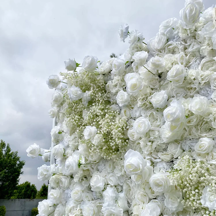 🌸Muro de flores de tela enrollable hecho a mano (con soporte)