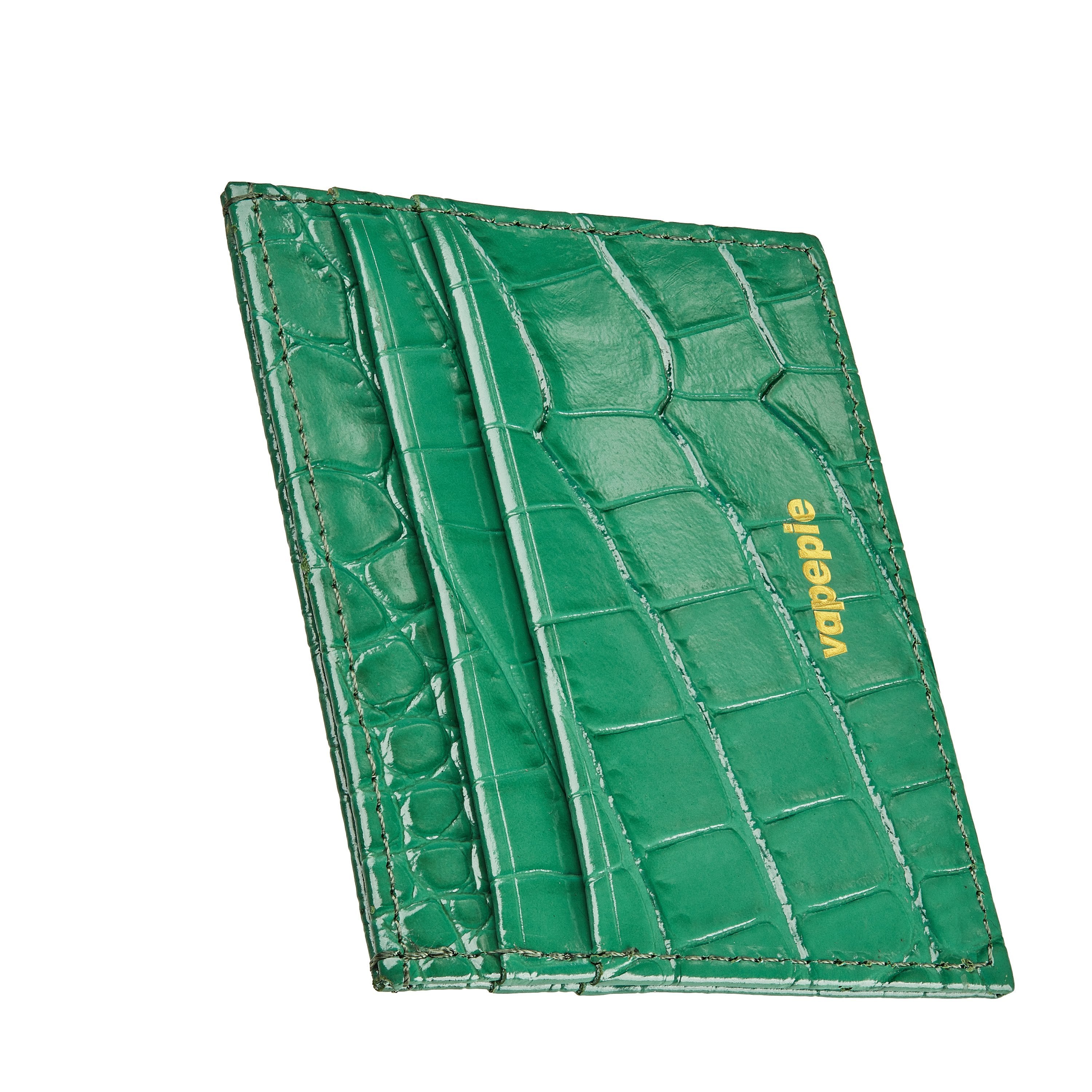 VAPEPIE Crocodile Leather Card Holder – Slim RFID-Blocking Wallet for Men, Minimalist Front Pocket Design with Premium Texture