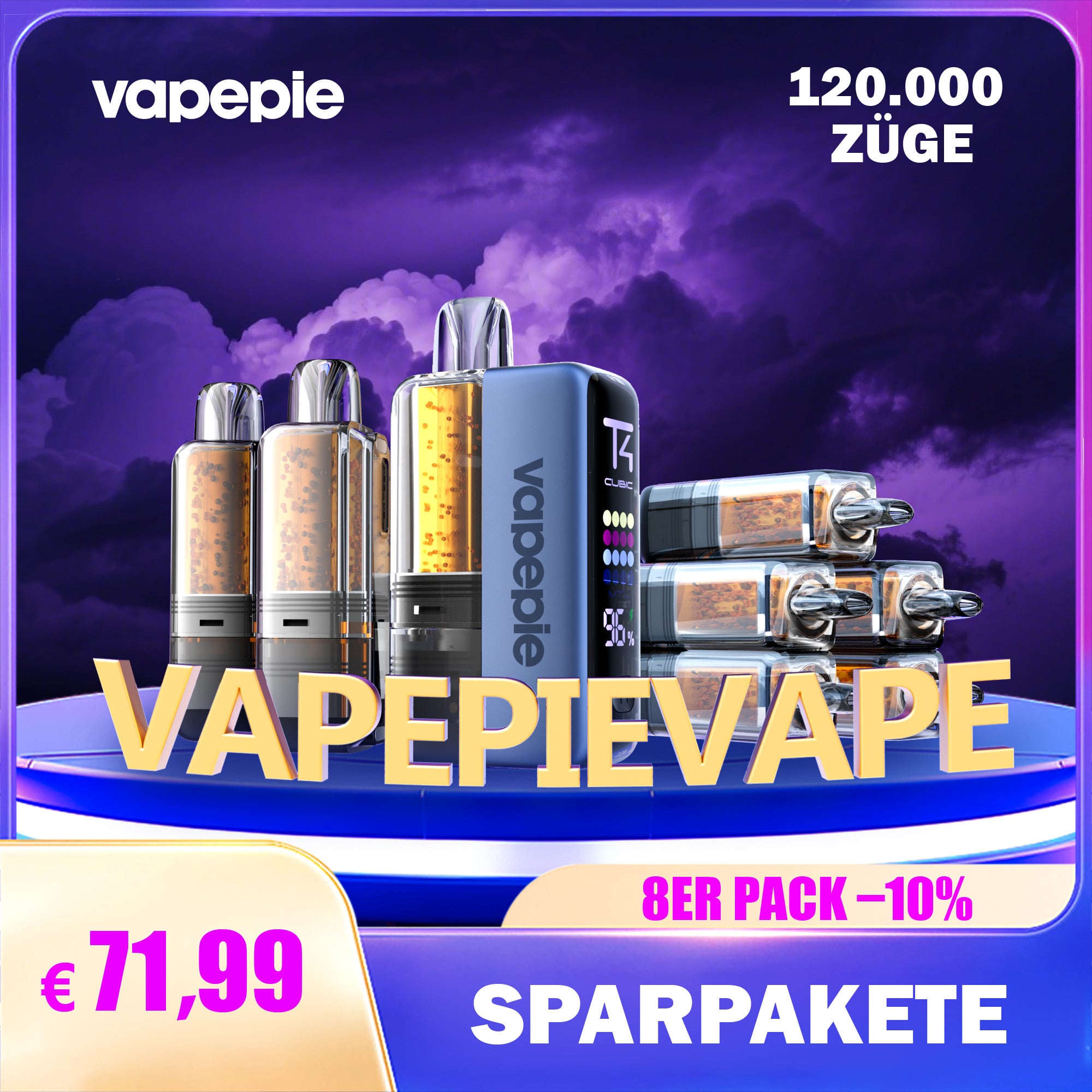 【7+1 Sparpaket-10%】Vapepie 120.000 Züge