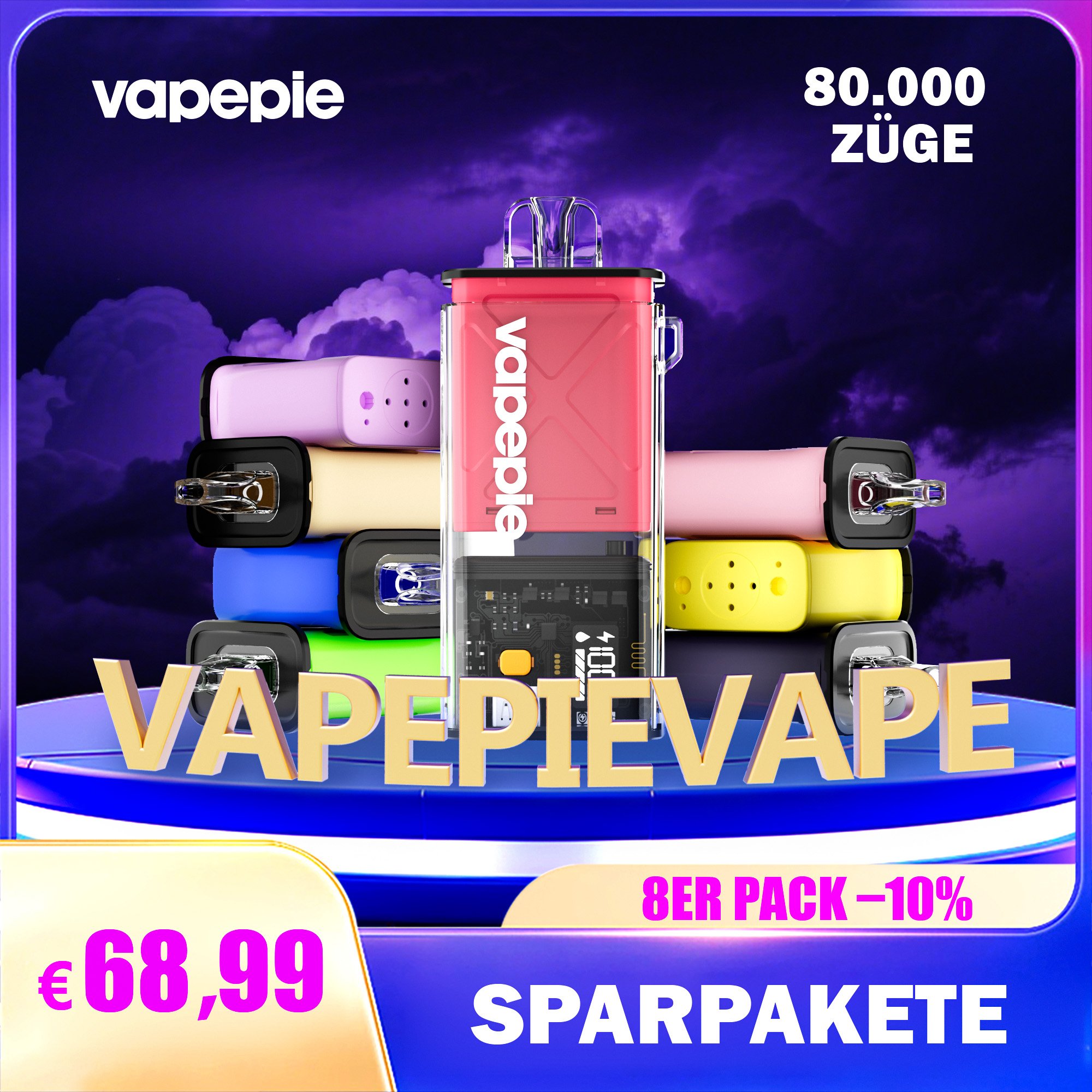 【7+1 Sparpaket-10%】Vapepie 80.000 Züge
