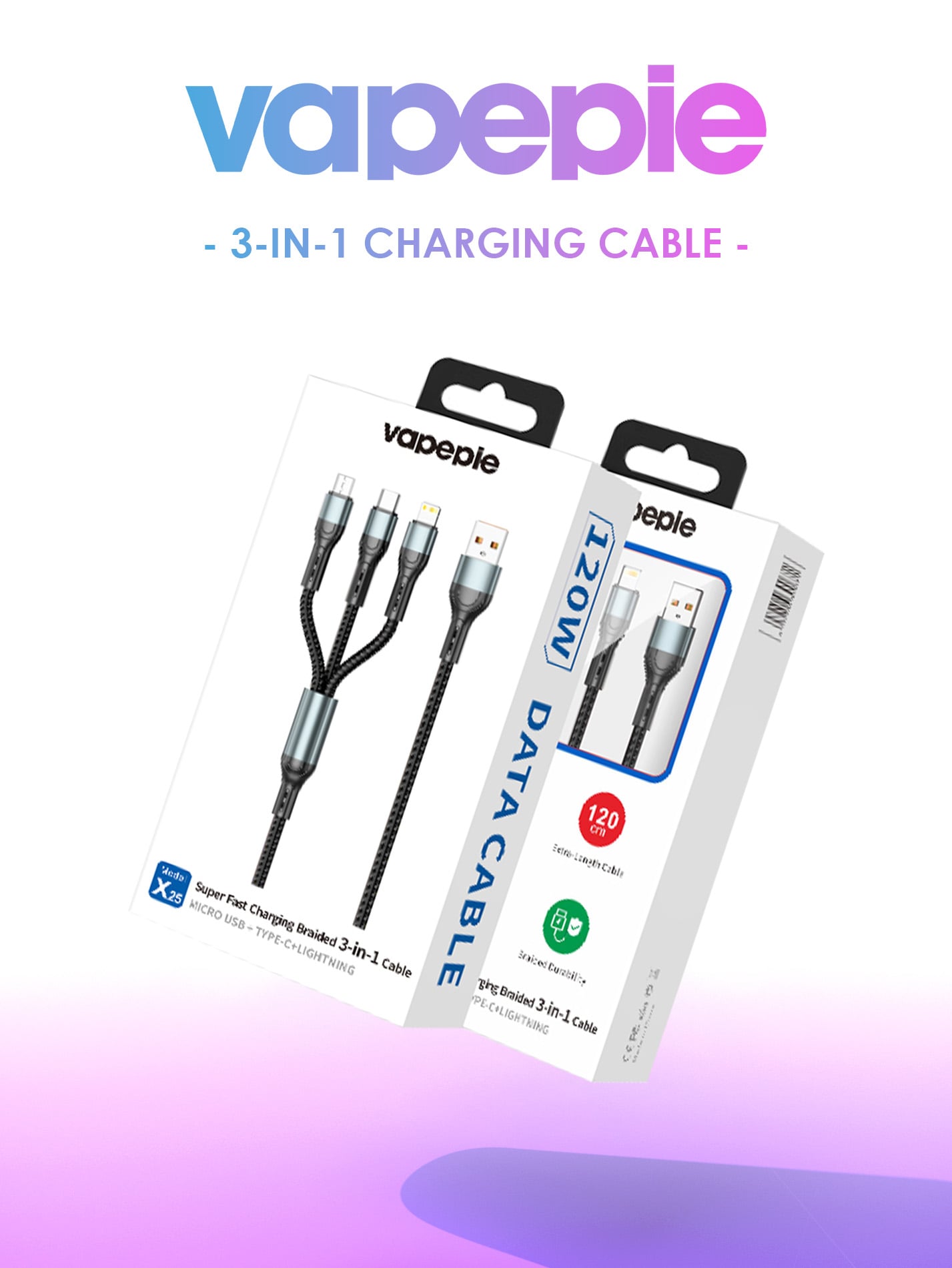 Vapepie 3-in-1 Fast Charging Cable