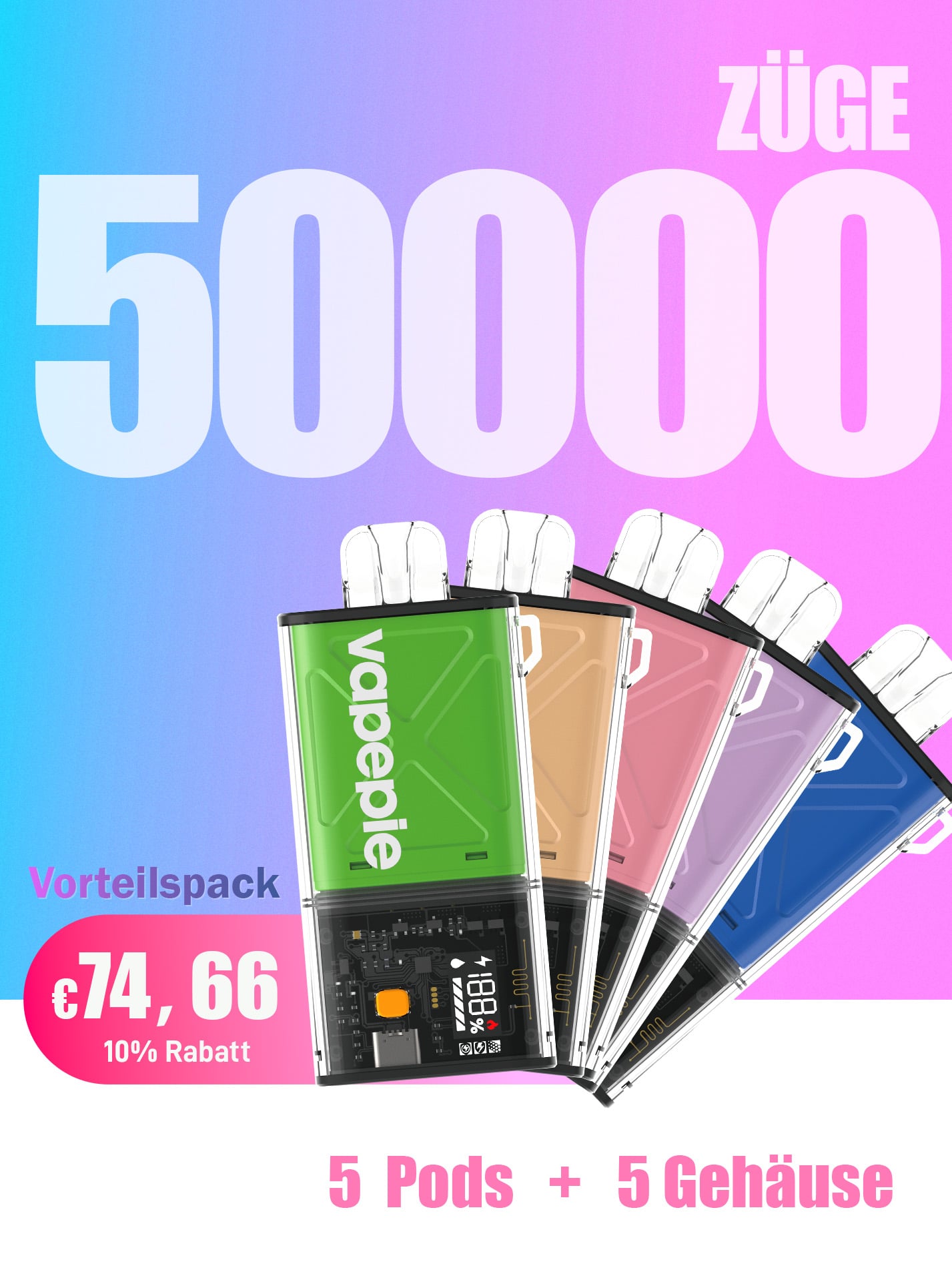Vapepie Pod Kit Bundle – 5 Kits + 5 Pods