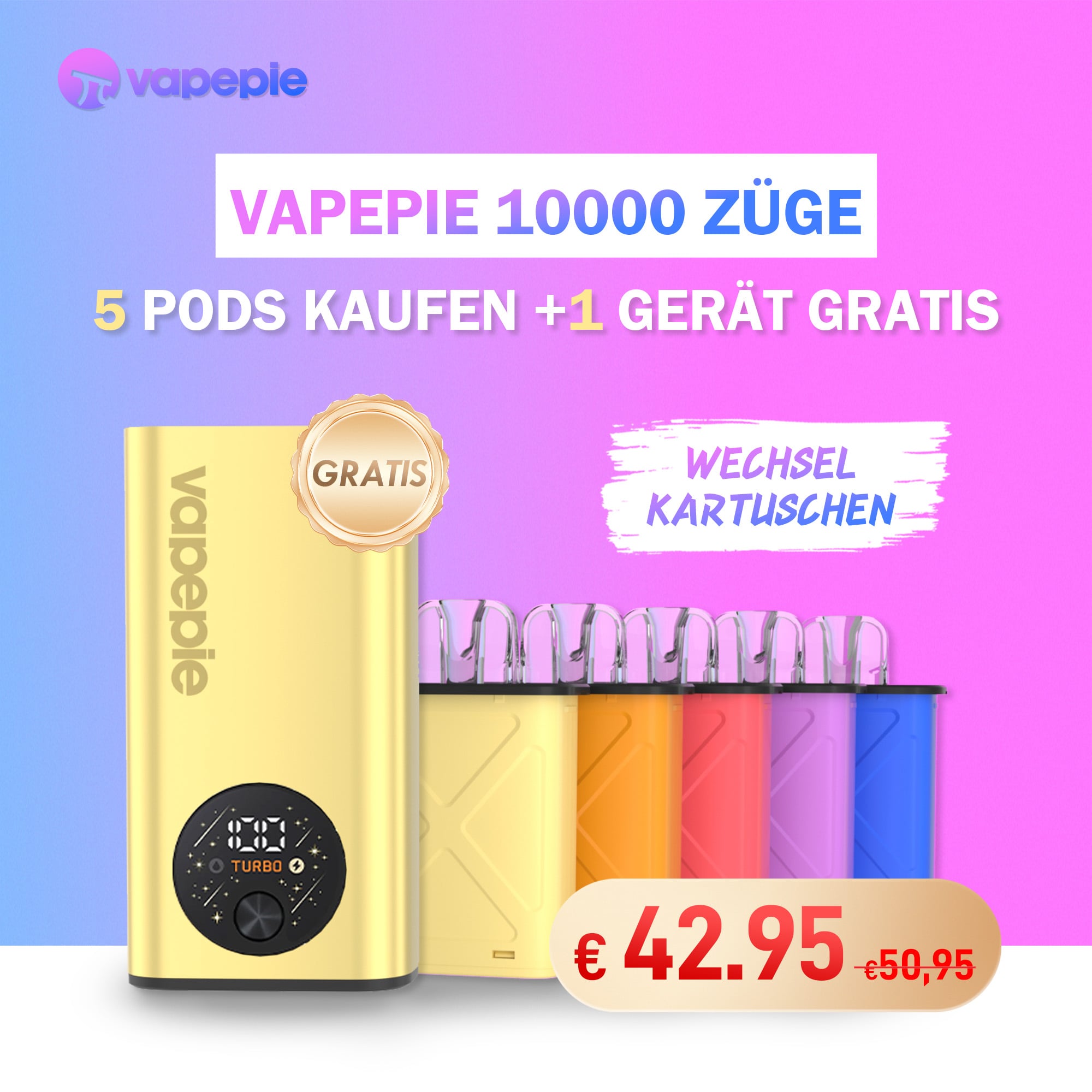Vapepie 5 Pods + Gratis Gehäuse