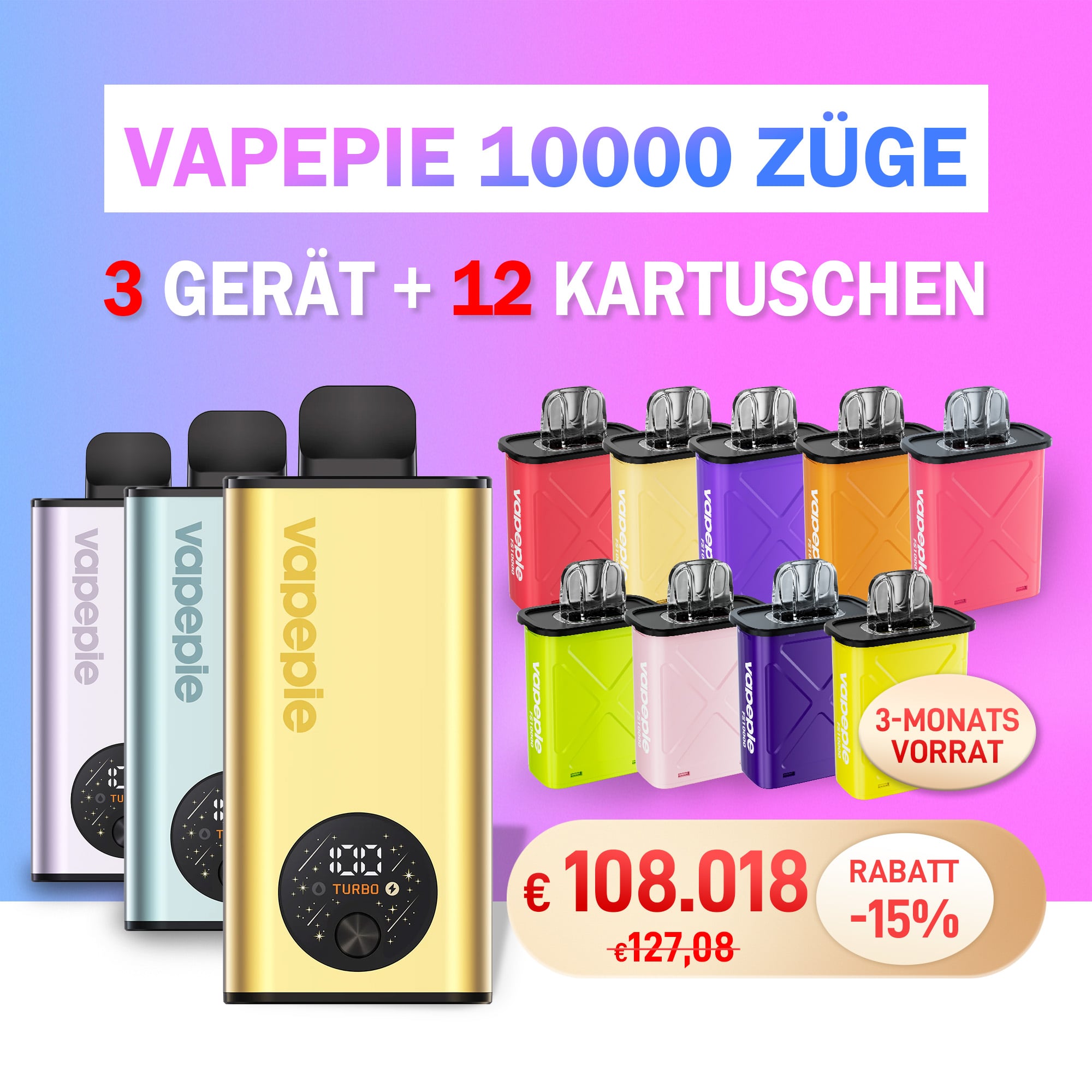 Vapepie Pod Mega Bundle – 12 Pods + 3 FlexSwitch Gehäuse