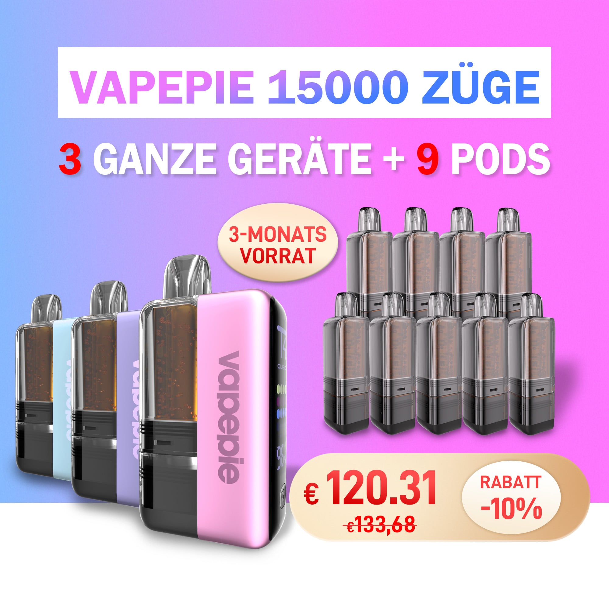 Vapepie Ultra X Value Bundle – 3 Kits + 9 Pods