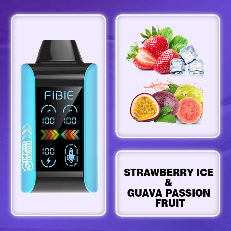 STRAWBERRY ICE & GUAVA PASSION FRUIT -FIBIE 15000 Dual Flavors Disposable Vapor Wands(15000 PUFFS)