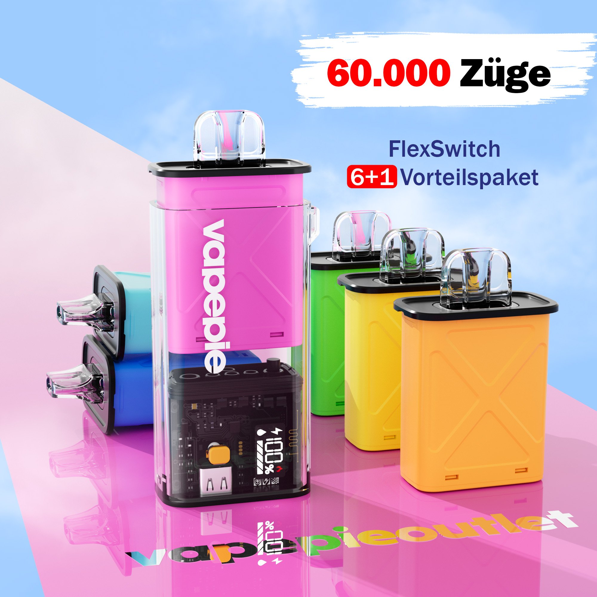 VAPEPIE FlexSwitch 6+1 Vorteilspaket – Insgesamt 60.000 Züge