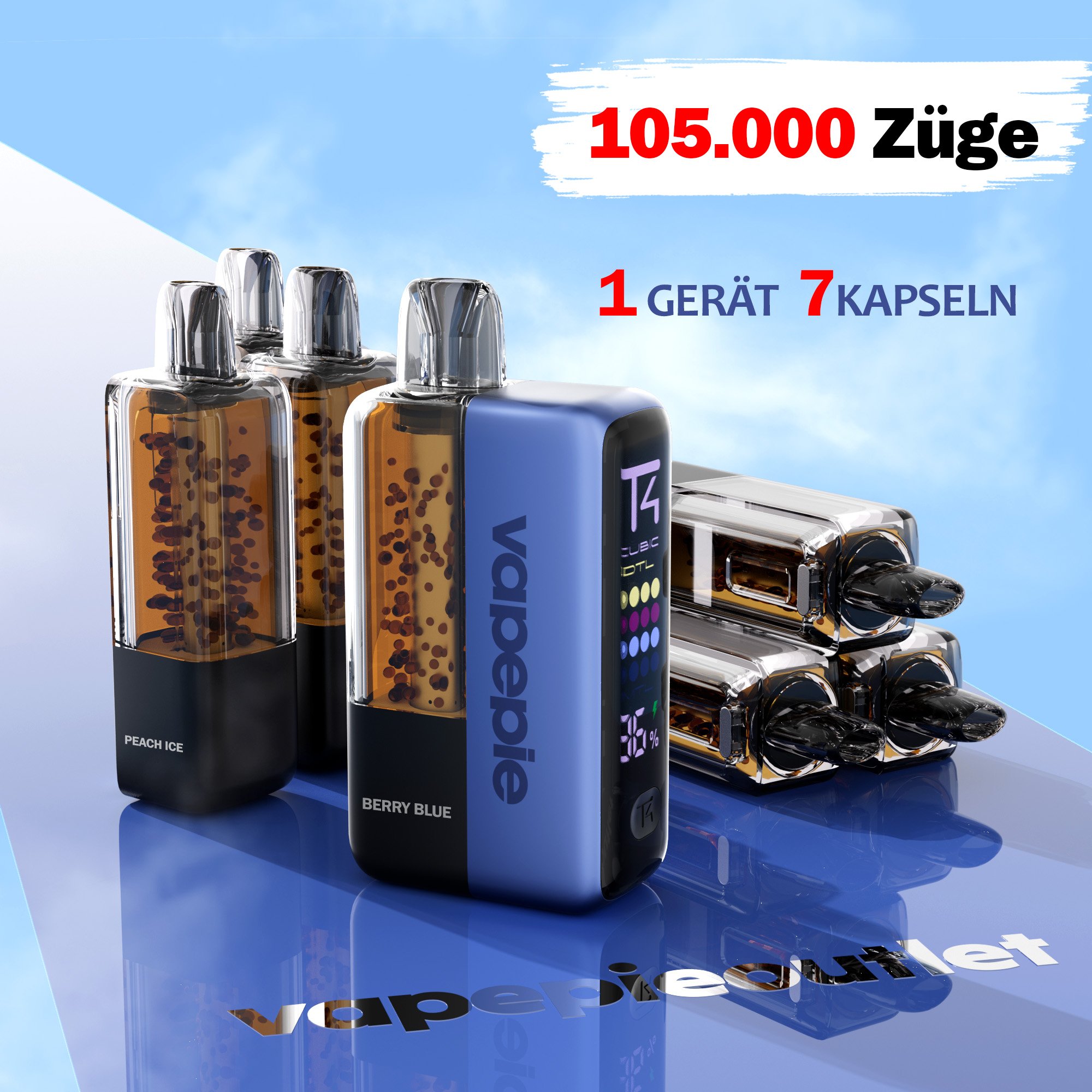 VAPEPIE Ultra X 15000 Züge – Komplettes Starter-Kit: 1 Gerät + 7 Pods