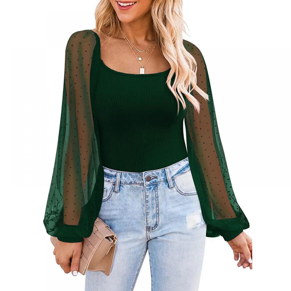 Castillotigo™ Top de retazos con mangas abullonadas de Fashion Perspective