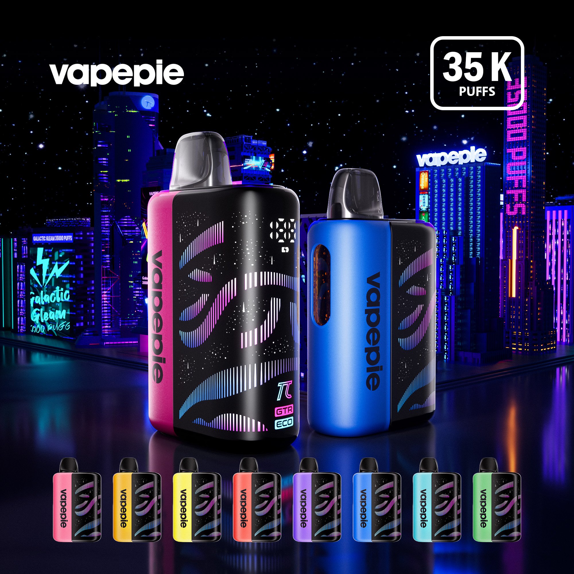 VapePie Galactic Gleam 35000 Puff Vape – Curved Screen & Massive Puffs