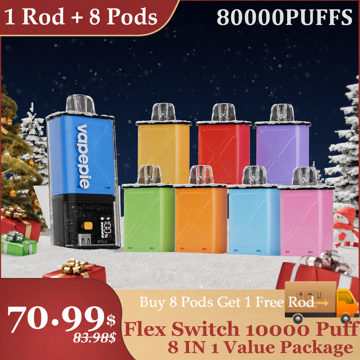 【USA】Vapepie 80000 Puff 8 IN 1 Value Package | U.S. Warehouse Fast Delivery