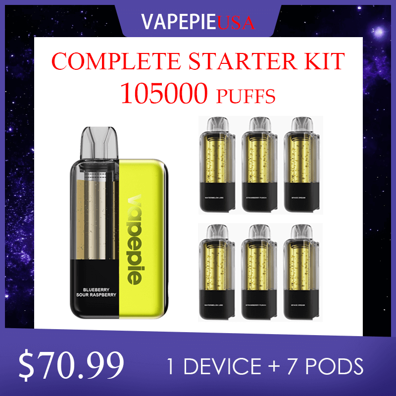(International Warehouse)Vapepie Ultra X,Complete Starter Kit——1 Device + 7 pods,105000 Puffs Vape