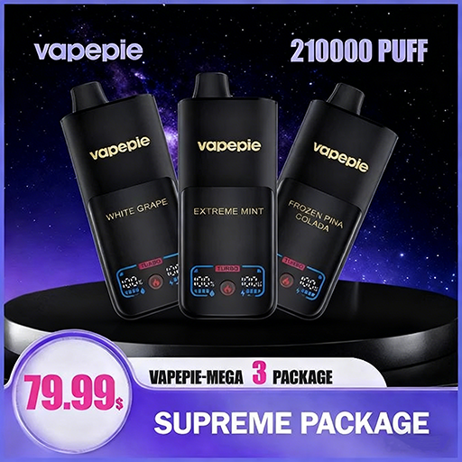 🇺🇸Vapepie 210k Puff Mega*3 Disposable Vape | Dual Mesh Coil, Type-C Charging, Adjustable Airflow(US Warehouse)