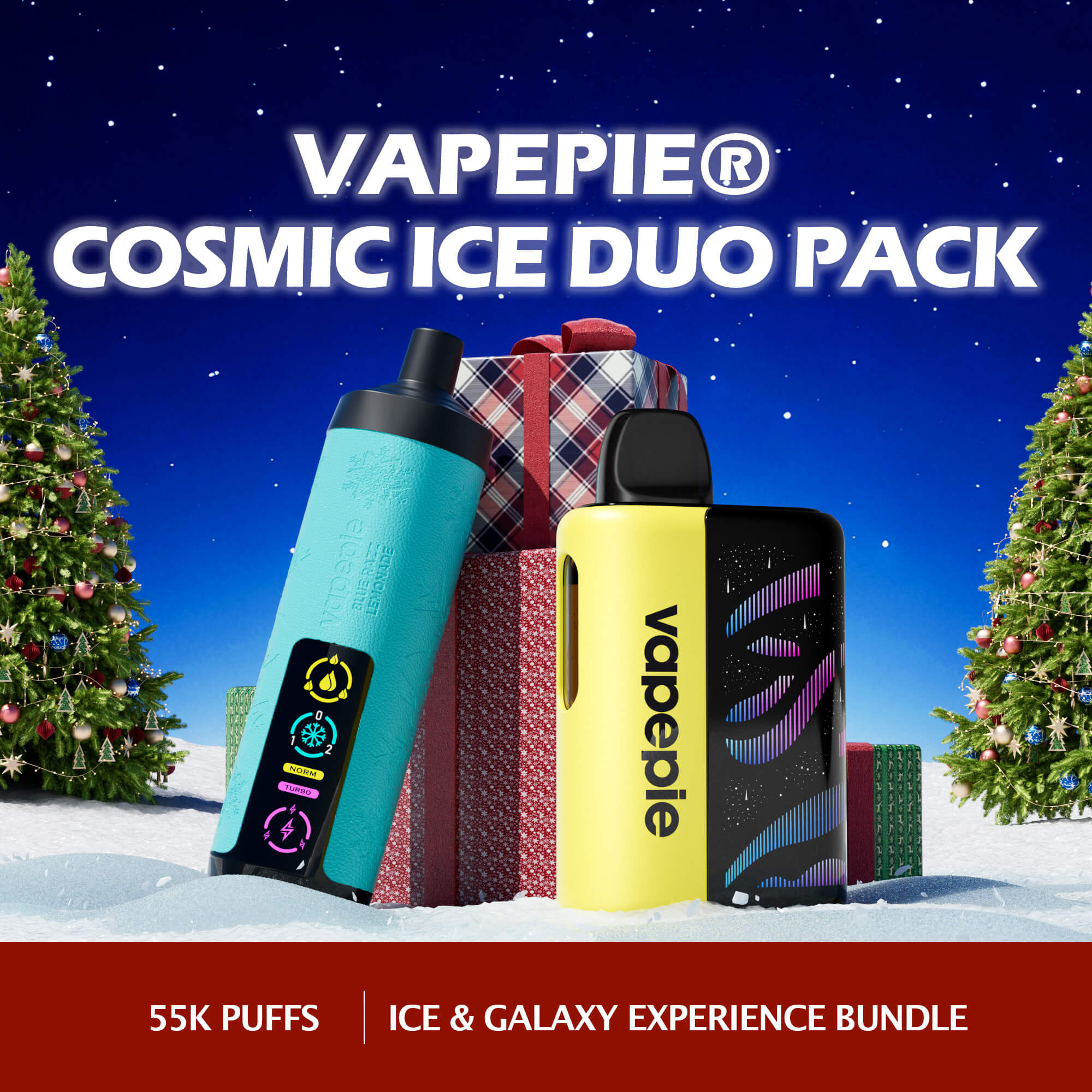 🇺🇸Vapepie Cosmic Ice Duo Pack 55k Puff（Galactic Gleam*1 & AirRush*1） Disposable Vape