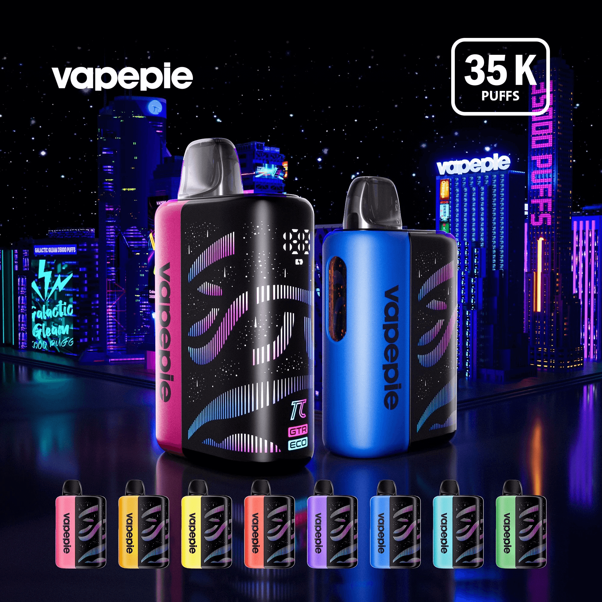 (International Warehouse)VapePie Galactic Gleam 35000 Puff Vape – Curved Screen & Massive Puffs