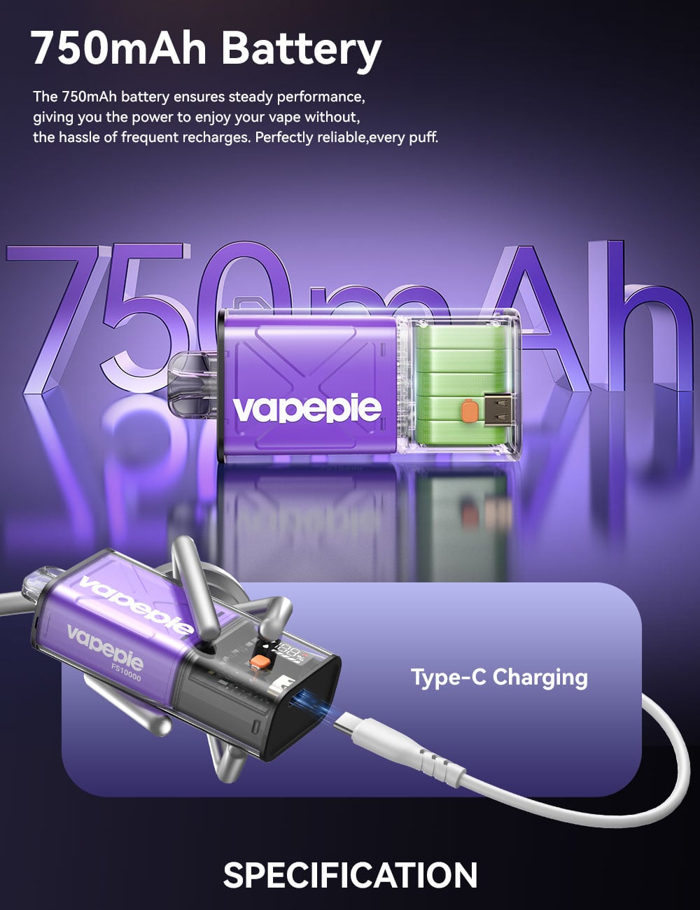 Vapepie FlexSwitch 10000 Puffs Vape Product Specifications