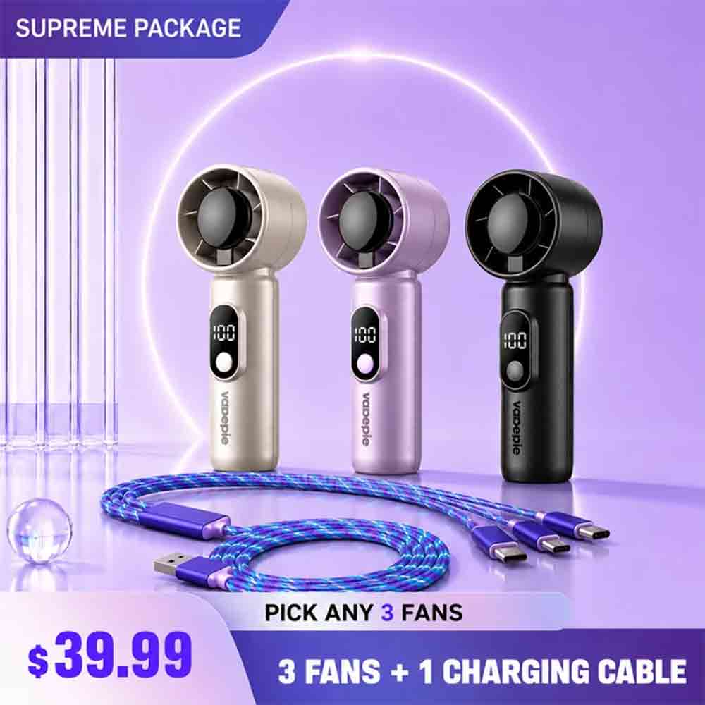 3 Fans and 1 Charging Cable | U.S. Warehouse