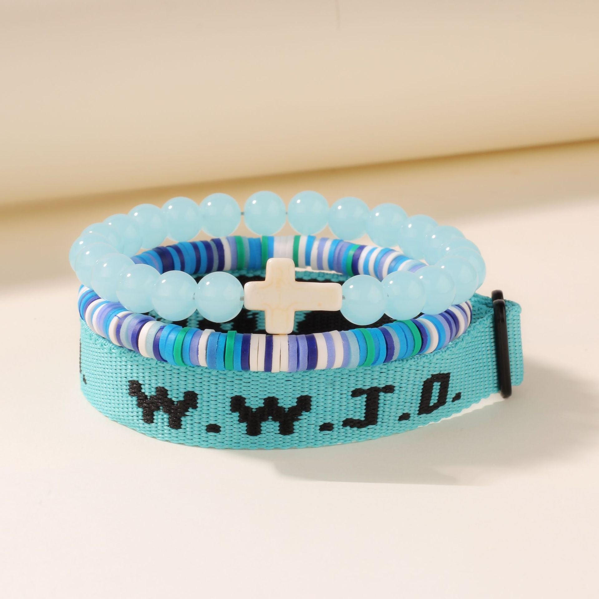 Wwjd Beaded Bracelet With Cross Charm, Exquisite Jewelry For Birthday Gift