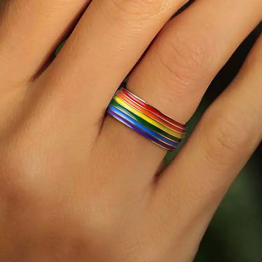 Castillotigo™ Anillo de acero inoxidable con arcoíris de seis colores