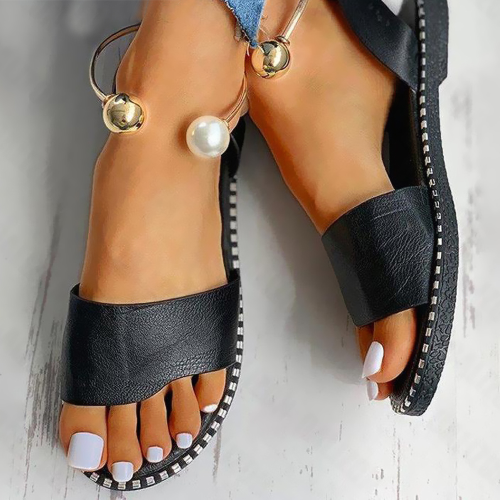 Castillotigo™ Sandalias planas de perlas de verano de moda