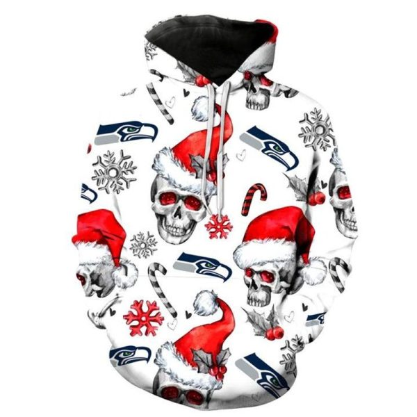 SEATTLE SEAHAWKS 3D HOODIE SKULL 107