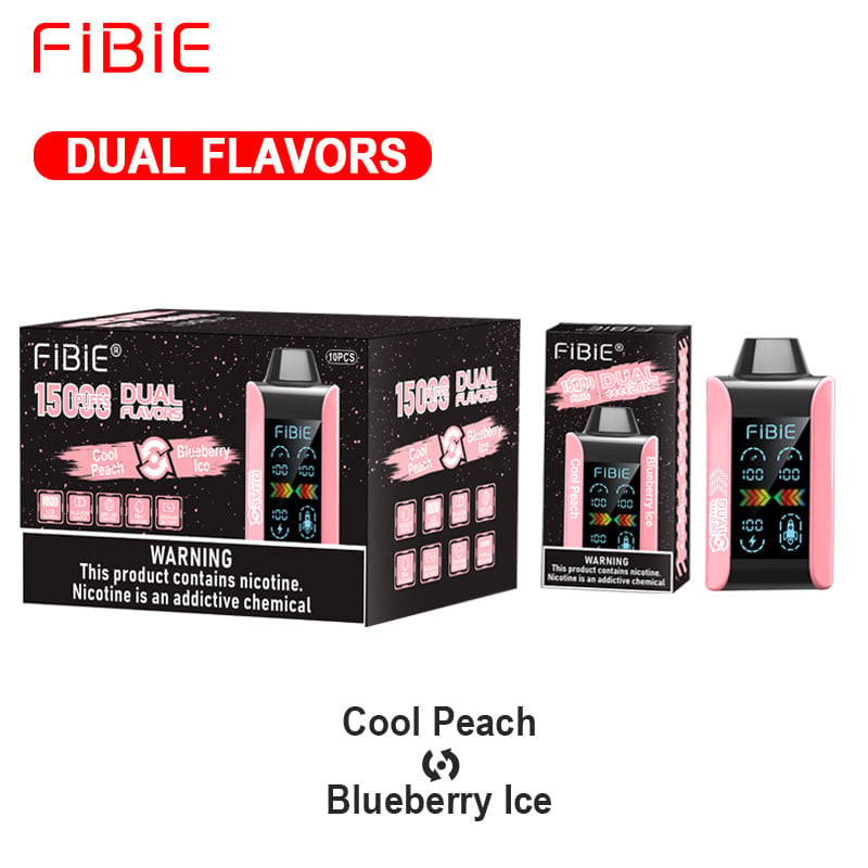 COOL PEACH & BLUEBERRY ICE - FIBIE 15000 Dual Flavors Disposable Vapor Wands(15000 PUFFS)