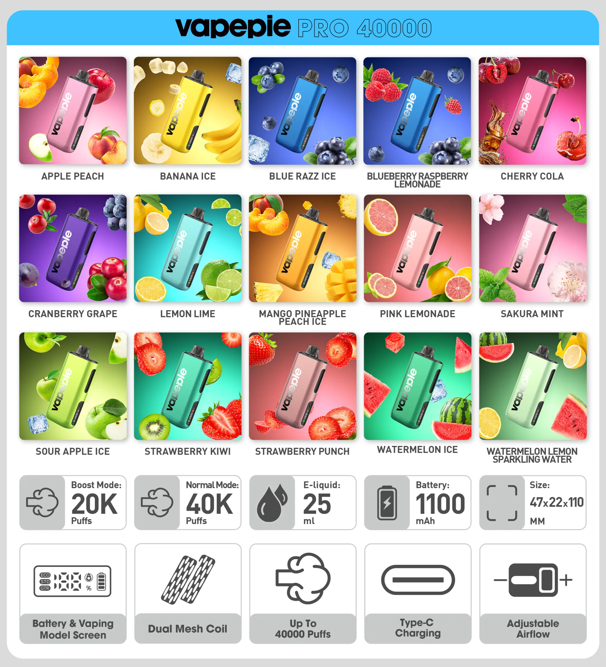 Teljesen új fejlesztés| VAPEPIE PRO 40000 PUFFS