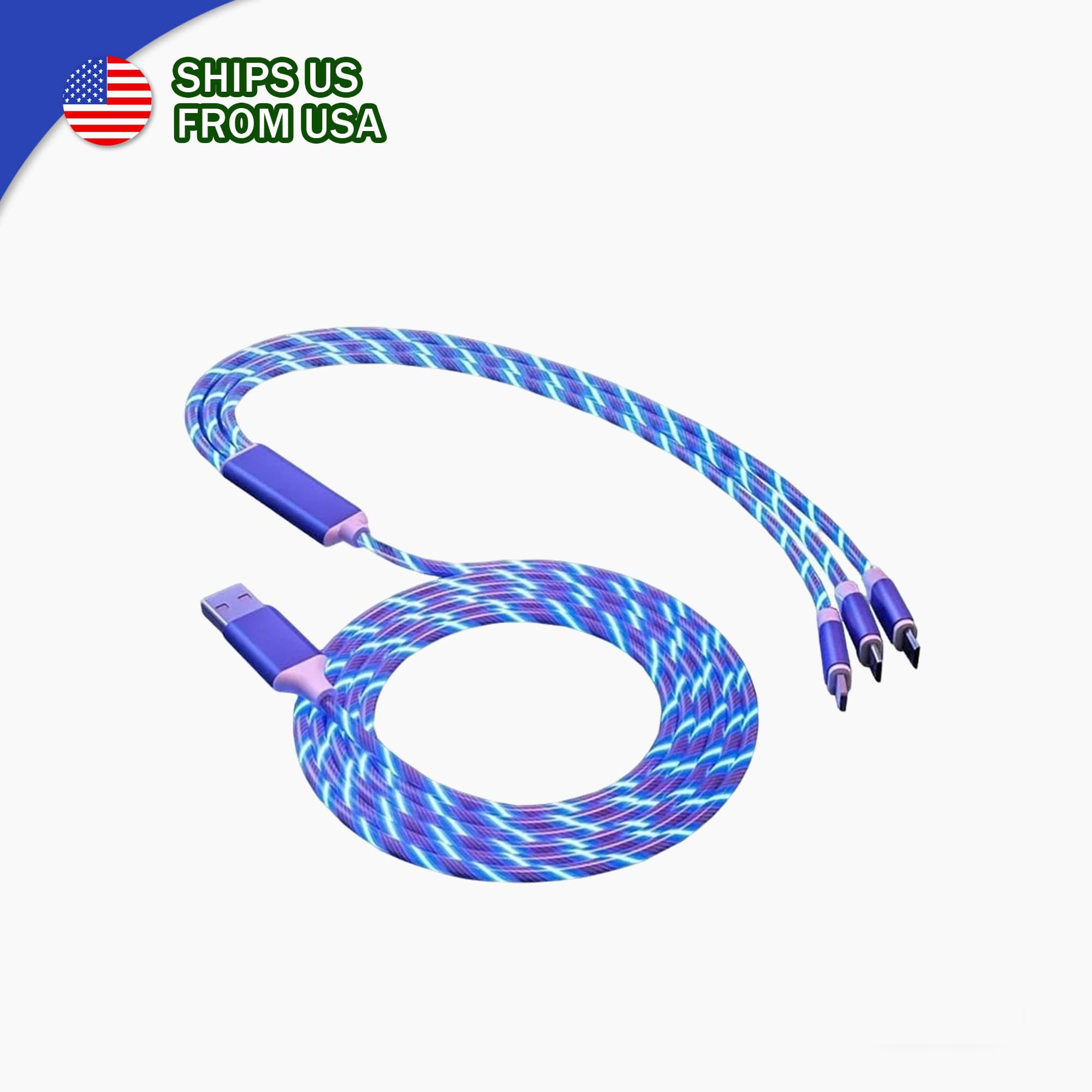 VAPEPIE 3-in-1 LED Flow Light Charging Cable【U.S. Warehouse Deals】