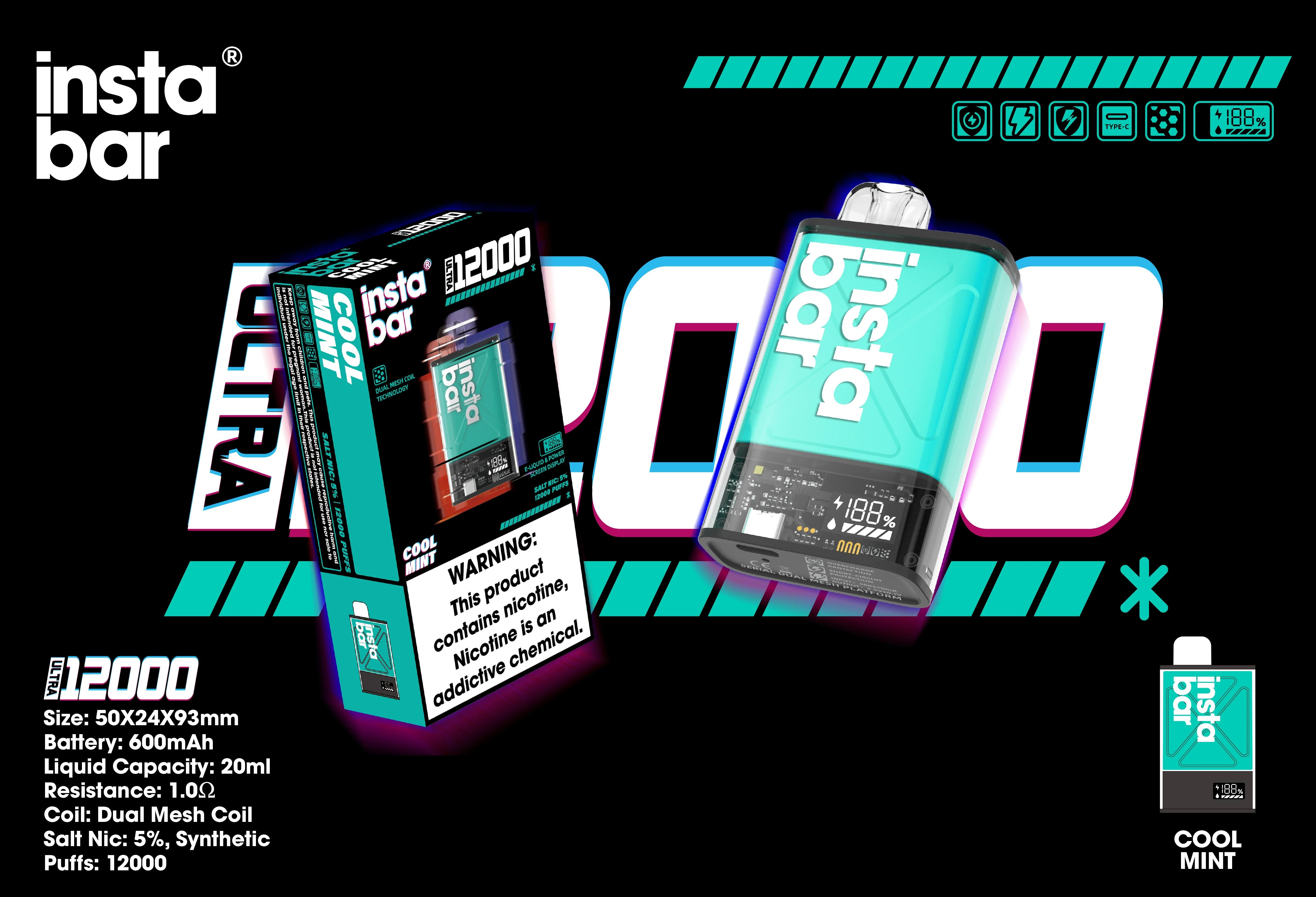 COOL MINT&INSTABAR ULTRA 12000 PUFFS