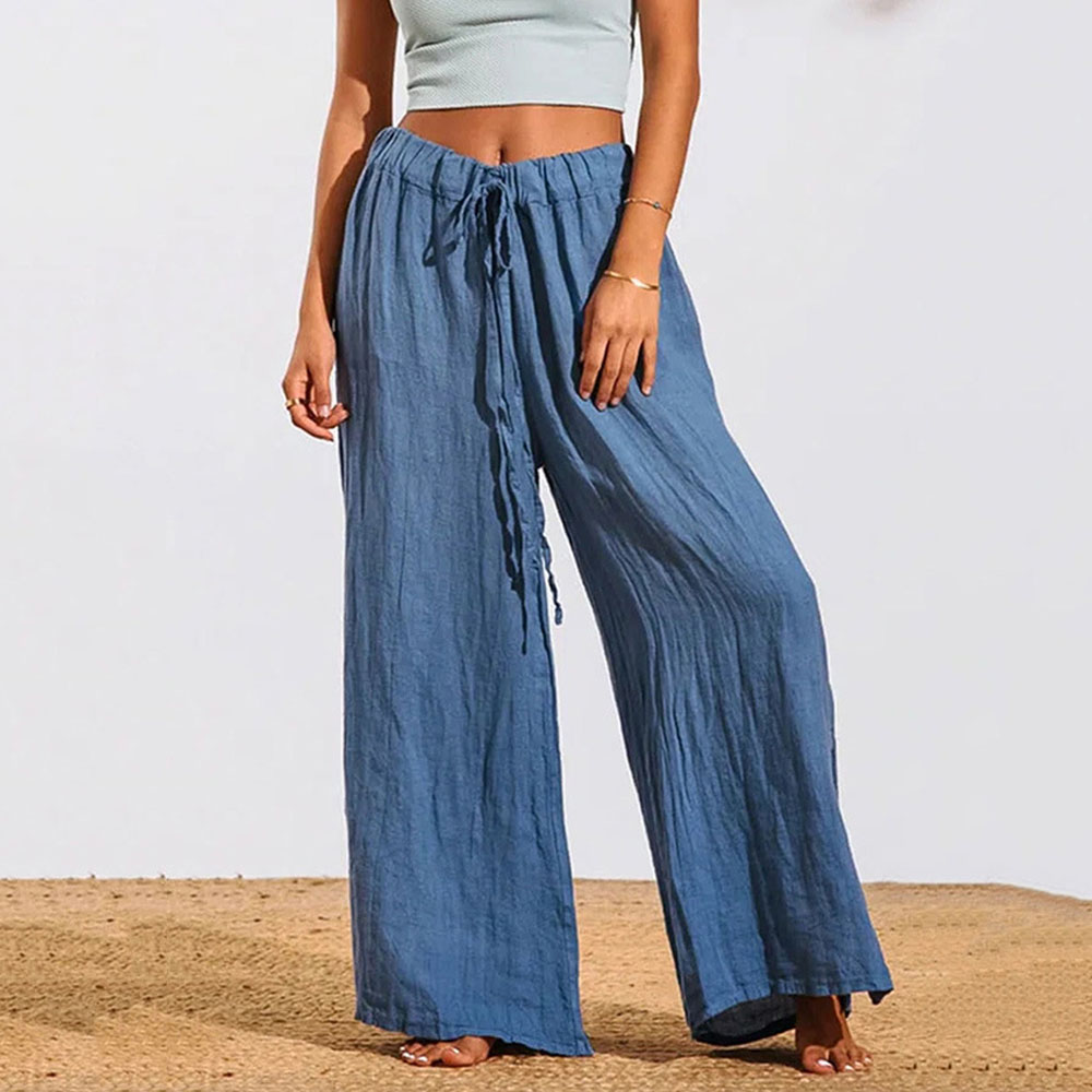 Castillotigo™ Pantalones rectos casuales de lino de algodón suave suelto para mujer