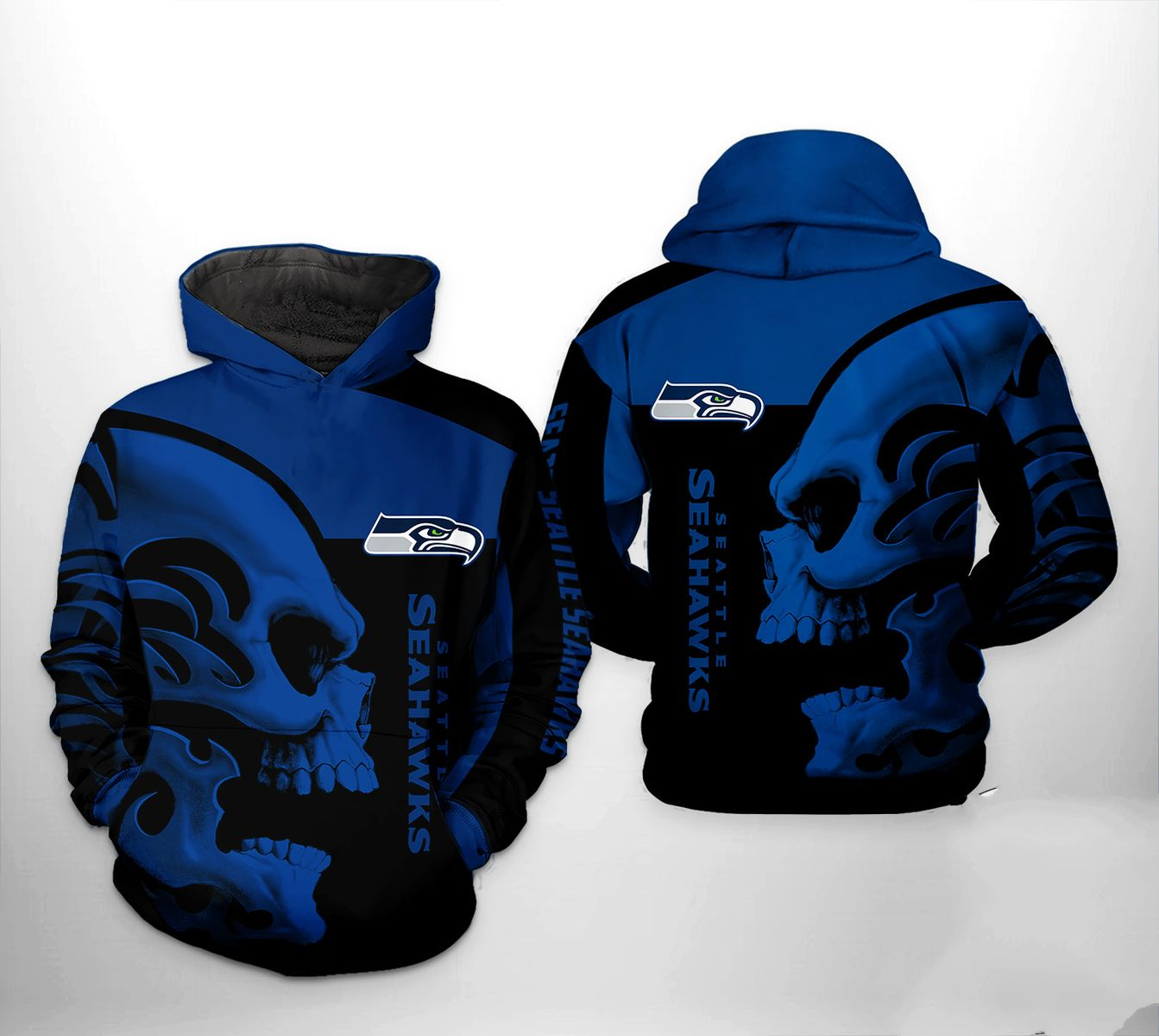 SEATTLE SEAHAWKS 3D HOODIE SKULL103