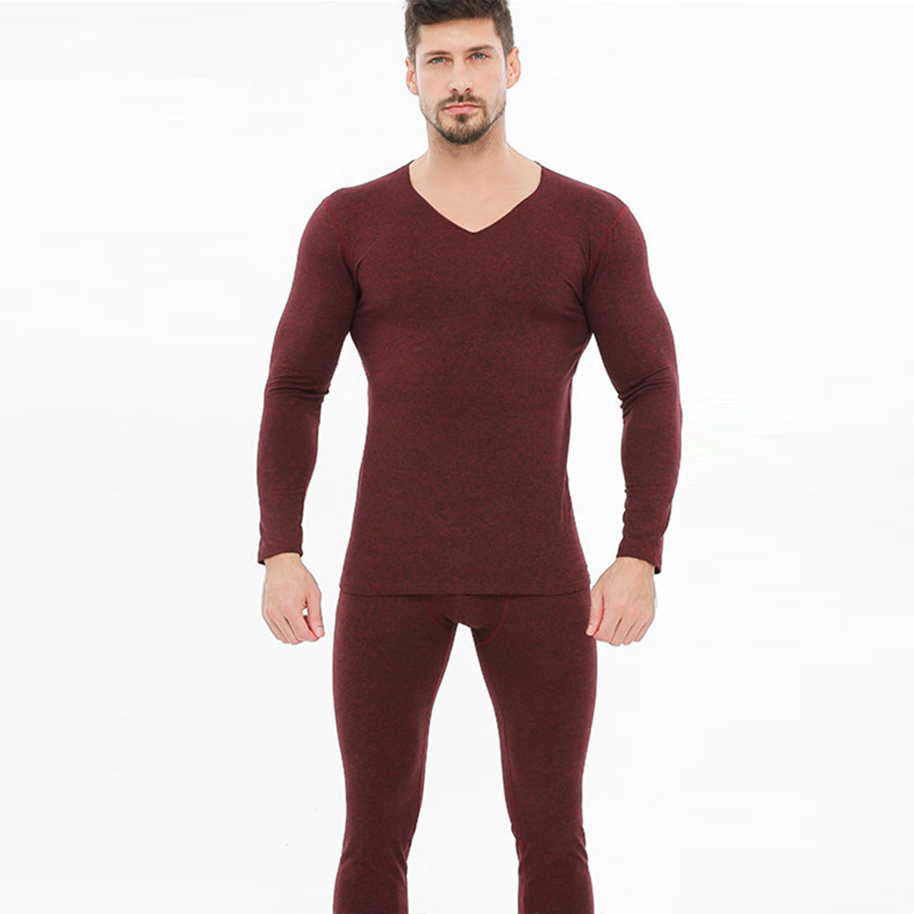 Castillotigo™ Conjunto de ropa interior térmica de terciopelo con cuello en V para hombre Slim Fit