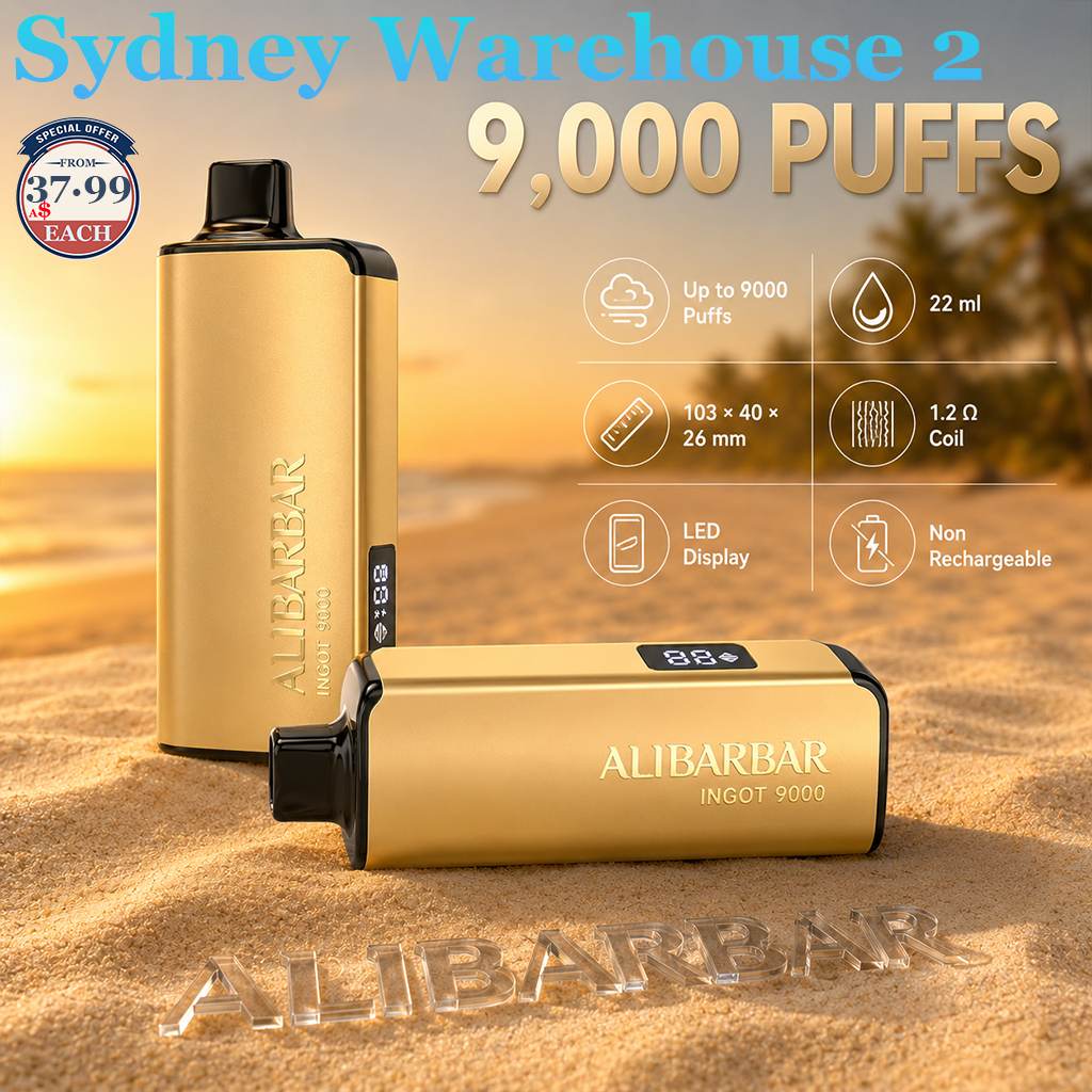 【3/5/7/10 unit packs | Free Shipping】ALIBARBAR INGOT 9000 Puffs Disposable Vape | Sydney Warehouse 2 | Fast Australia Delivery