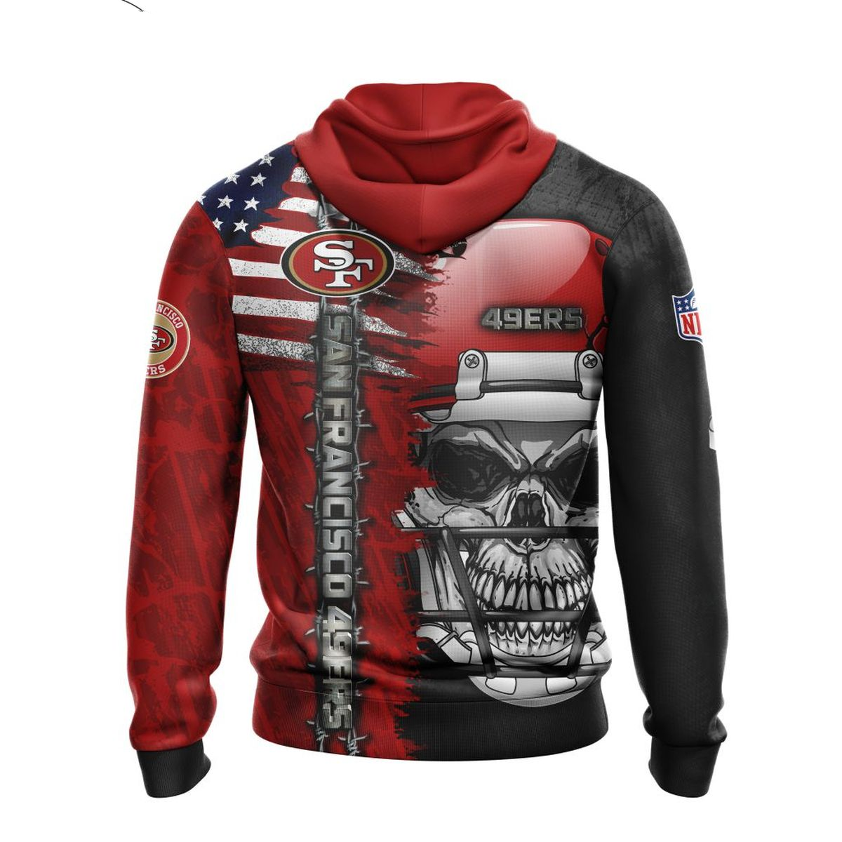 SAN FRANCISCO 49ERS 3D HOODIE SKULL0803