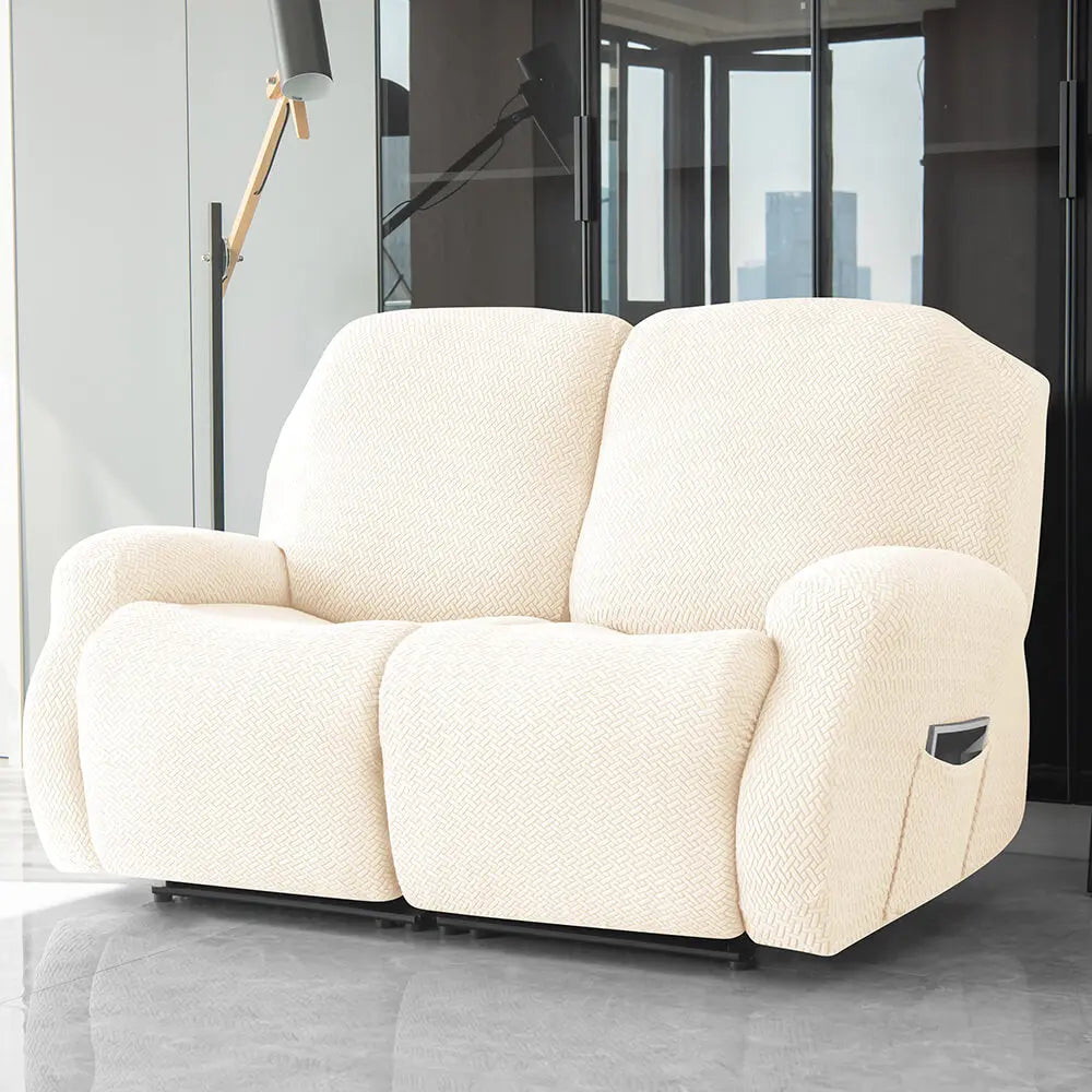Textured Grid Loveseat Recliner Cover Double Recliner Couch Cover Derivemid