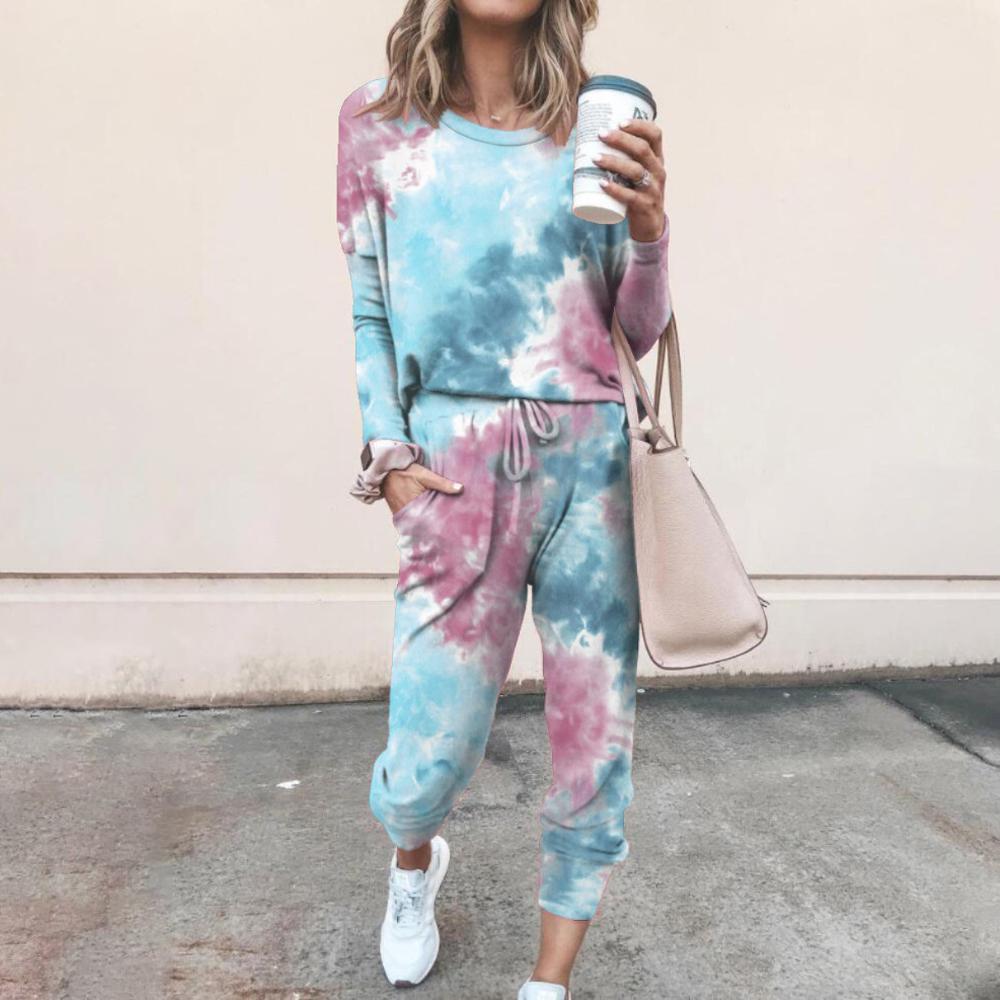 Higomore™ Tie-dye Printed Casual Round Neck Long Sleeve Two-piece Suit