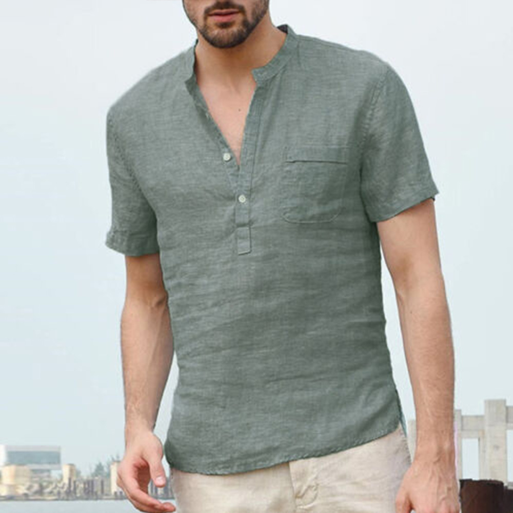 Castillotigo™ Camisa casual de lino de verano para hombre, manga corta