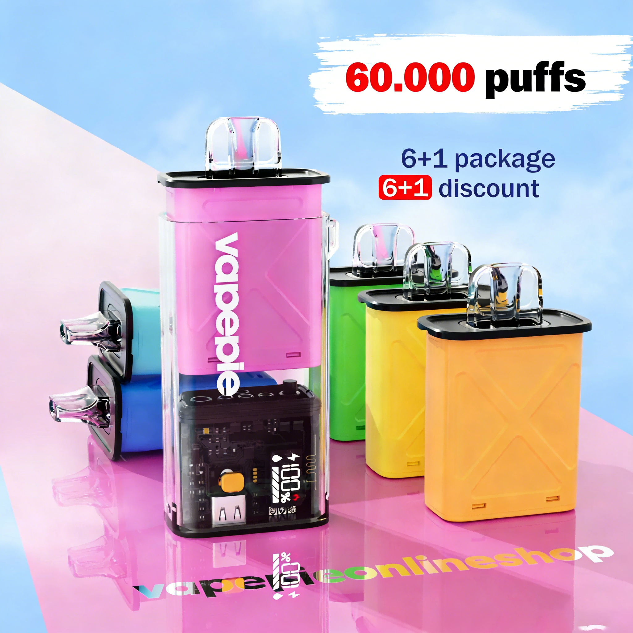 【6Pods+1Charging case】 EU Vapepie FlexSwitch 10000 puff