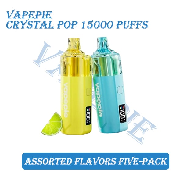 VAPEPIE Crystal Pop 15000 PUFFS Disposable Electronic Cigarette 5-Pack (Any Flavor)