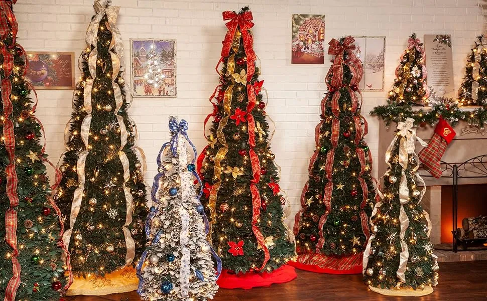 🎅Árbol de Navidad emergente con luces y decoraciones🎄Árbol de Navidad plegable con luces🎄Árbol de Navidad predecorado con luces